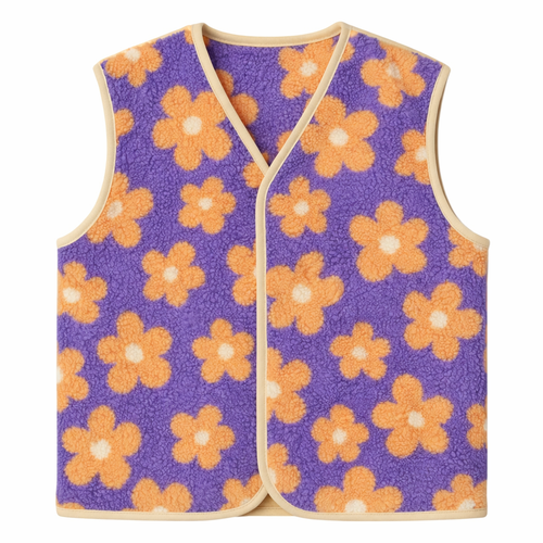 Teddy gilet oranje bloem pre order