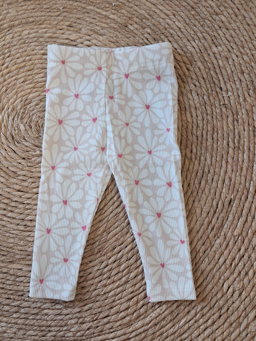 Broekje rib roze hartjes bloem