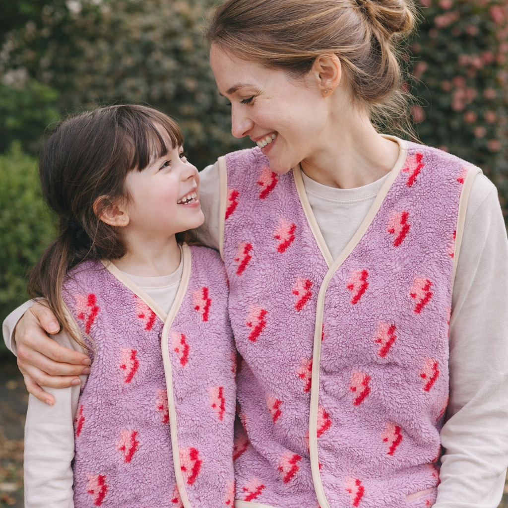 Pre order teddy gilet Lila bloemen