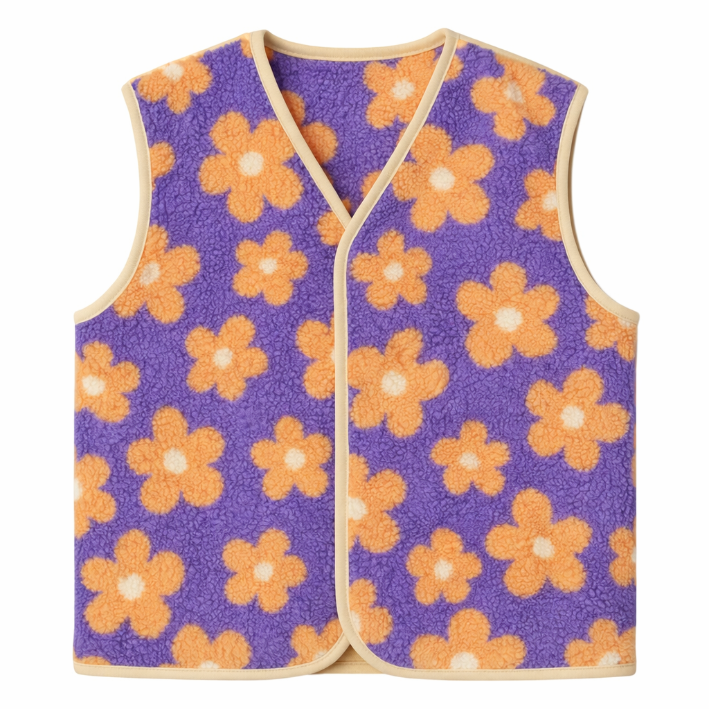 Pre order teddy gilet Lila bloemen