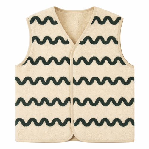 Teddy gilet wave groen pre order