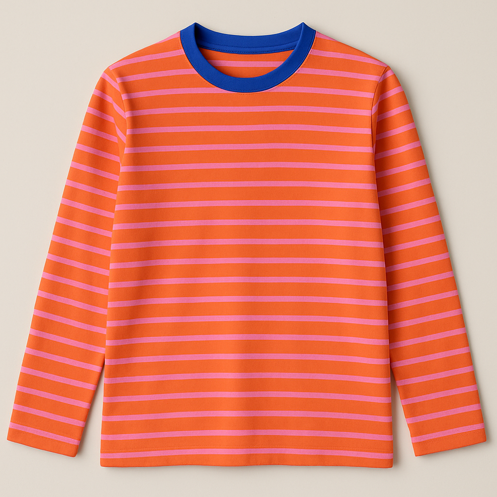 Longesleeve oranje roze gestreept