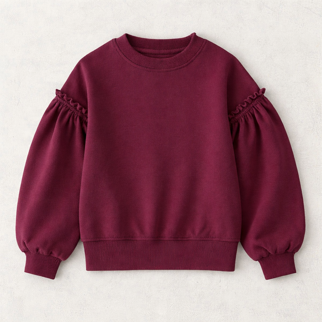 Sweater ruffle mouw aubergine