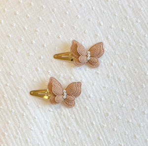 Haarspelden vlinder goud/roze set van 2