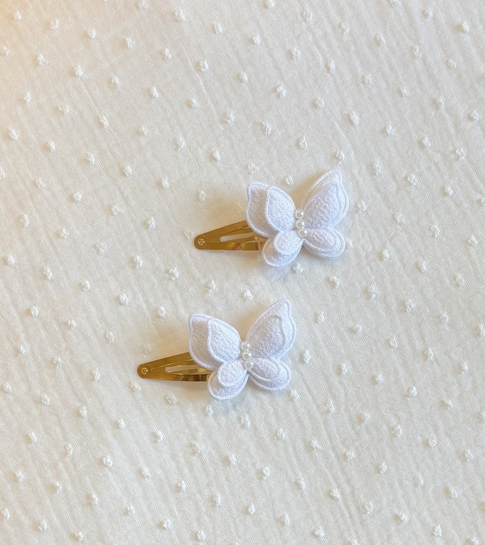 Haarspelden vlinder wit set van 2