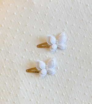 Haarspelden vlinder wit set van 2